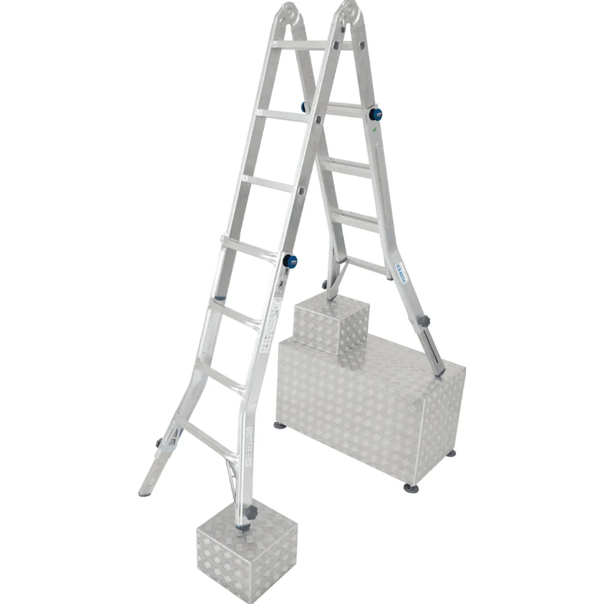 Универсальная шарнирная телескопическая алюминиевая лестница STABILO 4х4